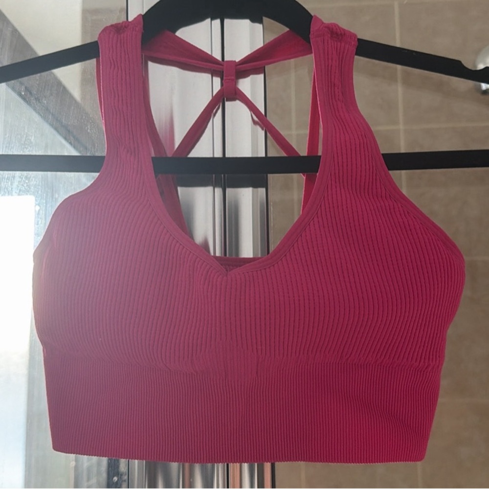 NVGTN Hot Pink Ribbed Sports Bra